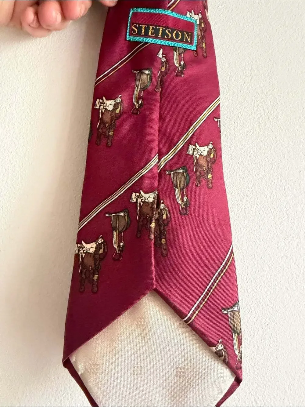 Stetson Equestrian Saddle Print Silk Tie – Western Preppy Necktie